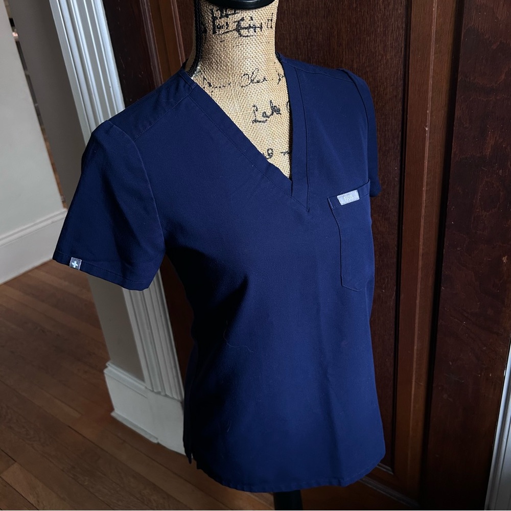 Figs Deep Blue V-Neck Scrub Top
